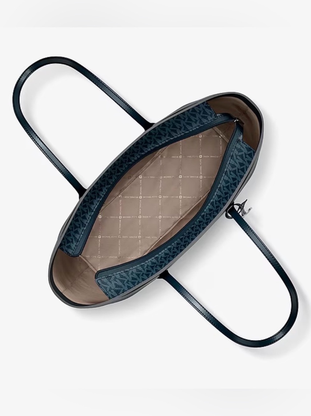 Michael Kors Arden Large Pebbled Leather Tote Bag Admiral Navy Blue - Picture 2 of 16